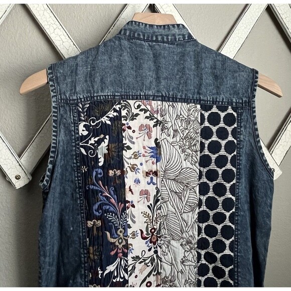 LA Blend Women’s M Boho Patchwork Multi-Pattern Vest - Picture 7 of 8